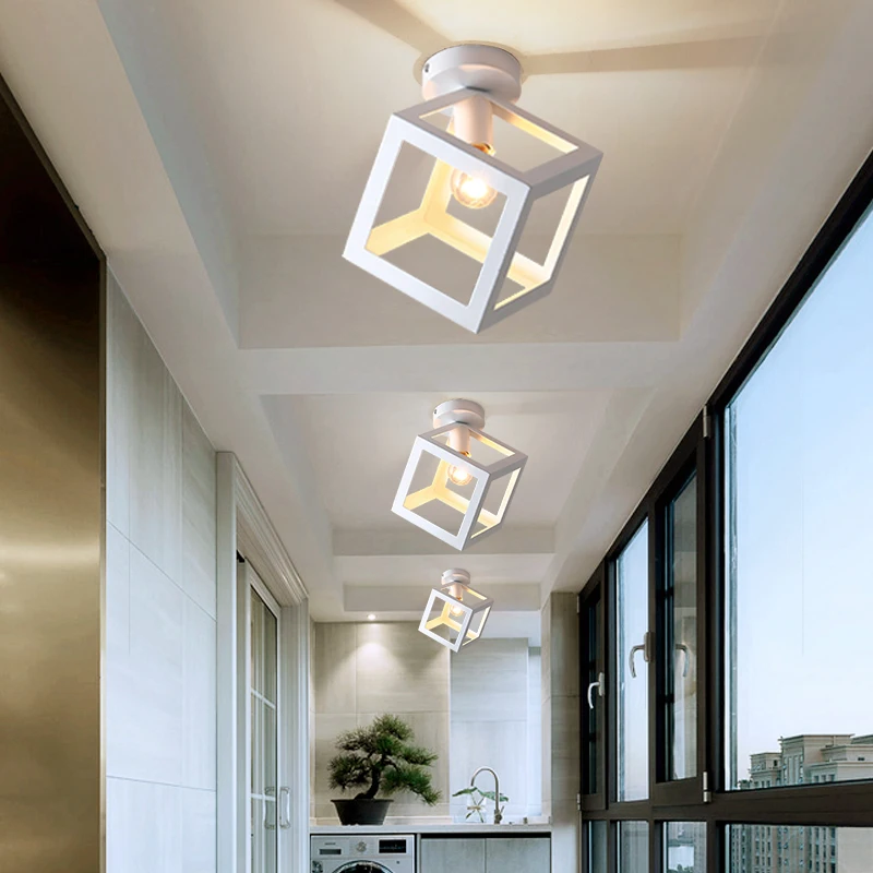  Nordic Minimalism Retro Iron Square Ceiling Light Lamp Cozy Decor for Bed Room Corridor Dining rooW - 4000097989521