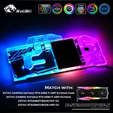Bykski – bloc de refroidissement à eau, compatible avec ZOTAC RTX2080TI 8GD6 PGF/AMP OC/bloc de radiateur en cuivre à couverture complète/lumière RGB N ST2080TIPGF X