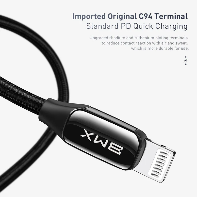 BMX MFi USB C к Lightning Кабель для iPhone XR XS Max USB кабель PD 18 Вт Кабель для быстрой зарядки для iPhone 11 Pro Max зарядный кабель