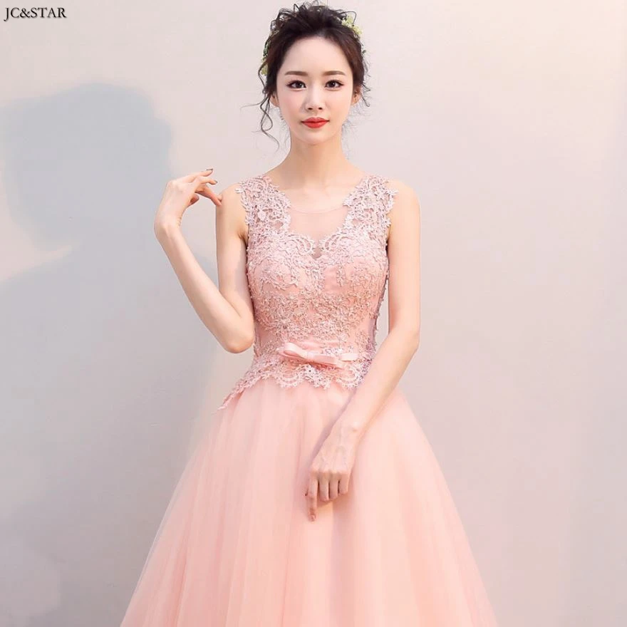 Vestido matrimonio invitada Новое Кружевное Сексуальное розовое платье подружки невесты с v-образным вырезом трапециевидной формы vestidos longo para festa свадебное платье