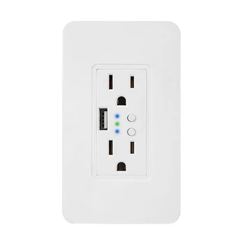 

General Voice Accessories US Plug WIFI Convenient Countdown 16A Wall Outlet 2.4GHz USB Interface Divided Control Smart Socket