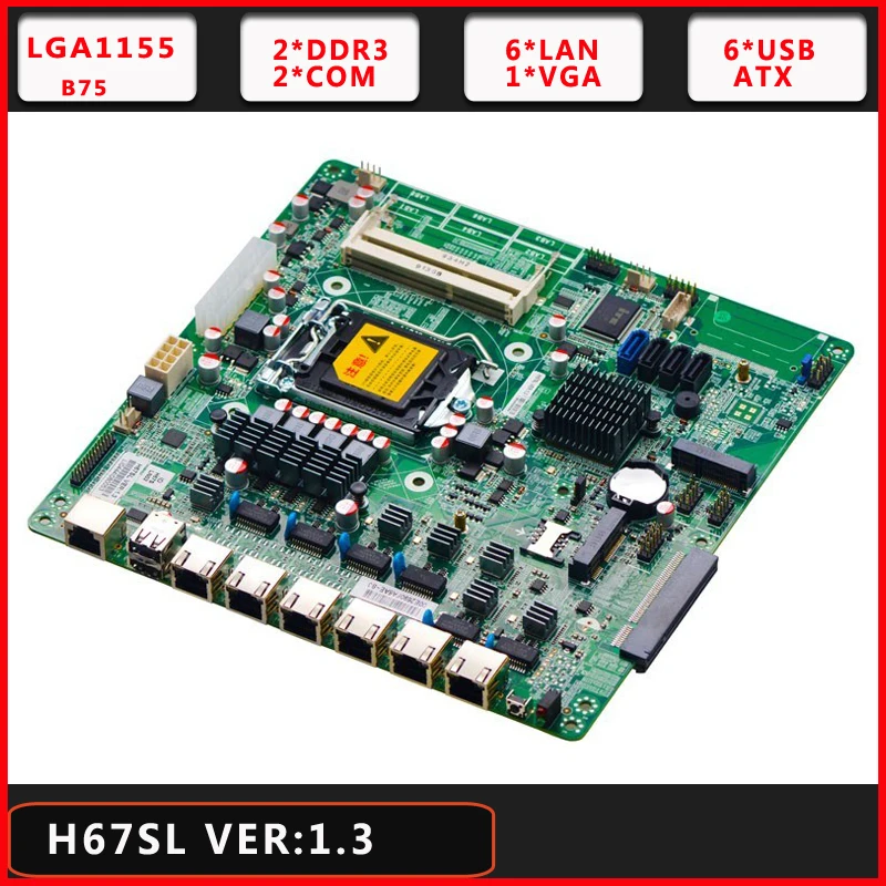 

1U Rack Appliance Firewall Motherboard With 6 LAN LGA1155 I3 I5 I7 B75 Chip