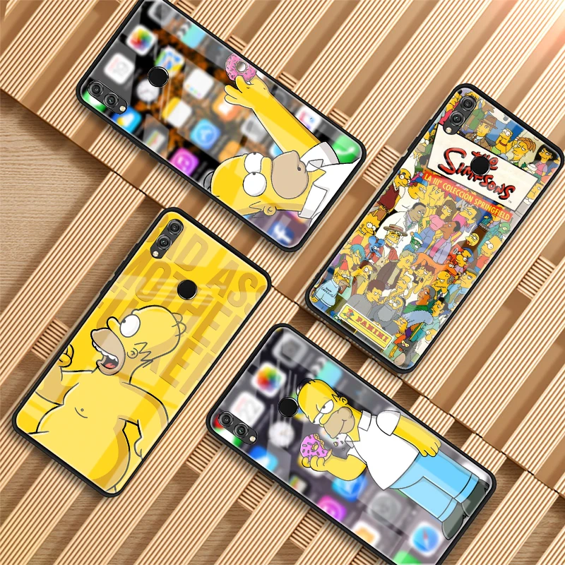 

The Simpsons Cartoons Anime Cover Tempered Glass Phone Case For Huawei P20 P30 lite P20 P30 PRO Honor 10 MATE20 lite MATE20PRO