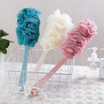 

Fashion New Long Handle Hanging Soft Mesh Back Body Bath Shower Scrubber Brush Sponge For Bathroom