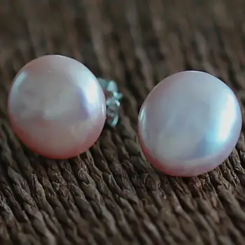 

Free shipping 12-13MM Baroque Natural Freshwater Pearl Earrings Color Pearl Earrings