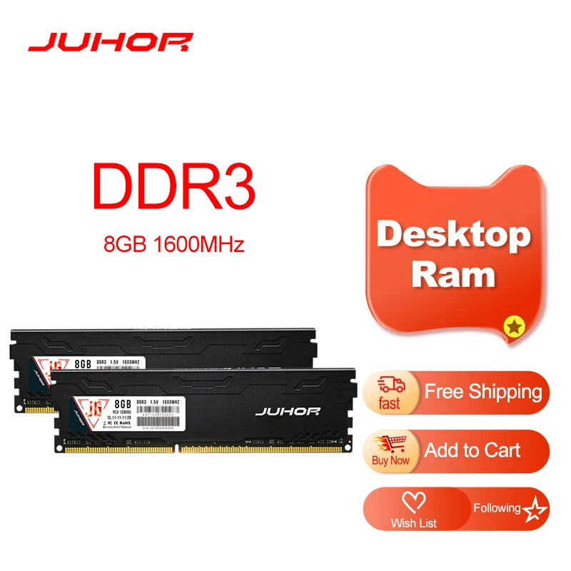 Оперативная память JUHOR DDR3 8 ГБ ОЗУ 1333 МГц 1600 1866 ПАМЯТЬ для настольного компьютера