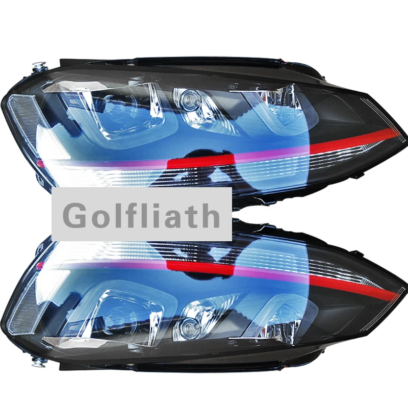 Двойной U стиль для volkswagen GOLF 7 MK7 фары, светодиодные фары DRL дневные ходовые огни Биксеноновые линзы HID сигнал