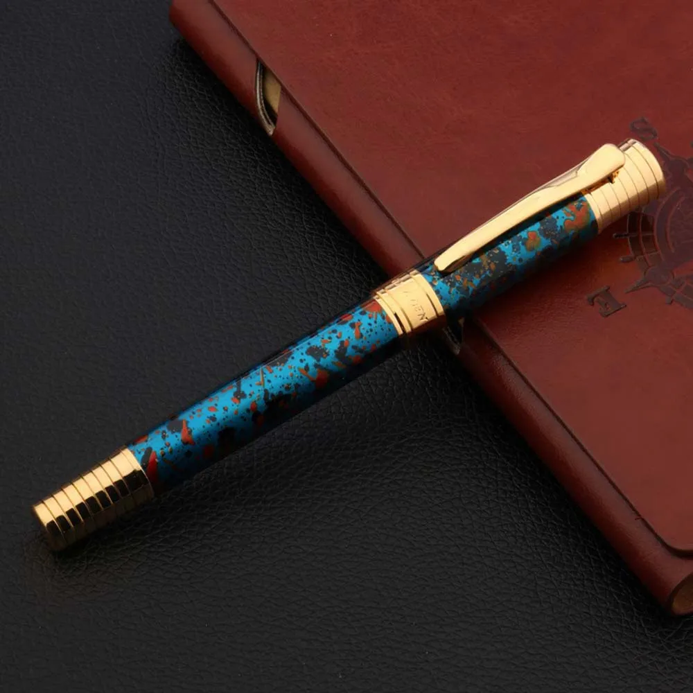 Синий Ледяной цветок авторучка металлическая ручка подарок золотые