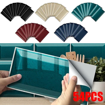 

54PC Kitchen Tile Stickers Bathroom Mosaic Sticker Adhesive Wall Decoration Wall Covering For Kids Living Room DIY Background