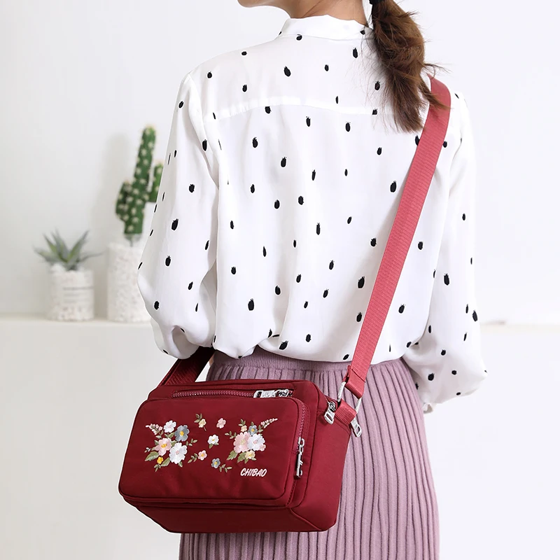 Bags for Women Nylon Crossbody Waterproof Female Messenger Bag Embroidery Shoulder Bag Small Fashion Women Messenger Bags