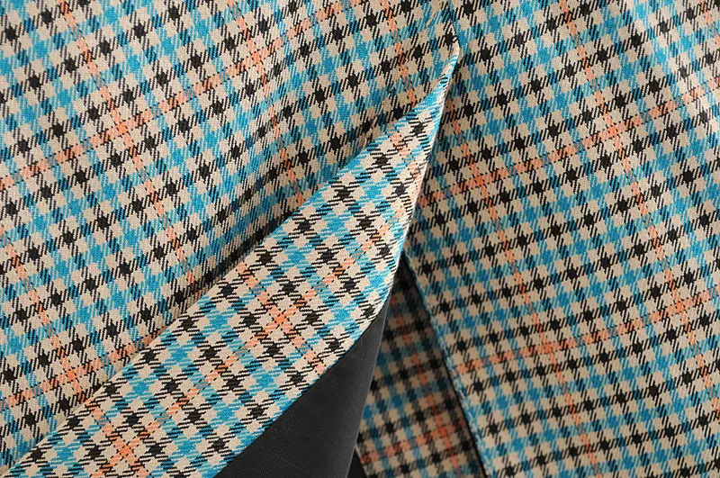 Western Style Autumn Clothing New Style Women's Design-Joint Contrast Color BF Style Loose-Fit Long Sleeve Suit Plaid Suit Coat