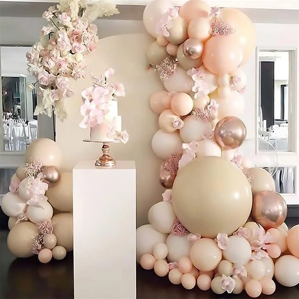 

134pcs Macaron оранжевый металлический шар цвета розового золота браслет Arch гирлянда для фестиваля Пикник семья обручальные кольца Одежда для свадьбы, дня рождения Декор