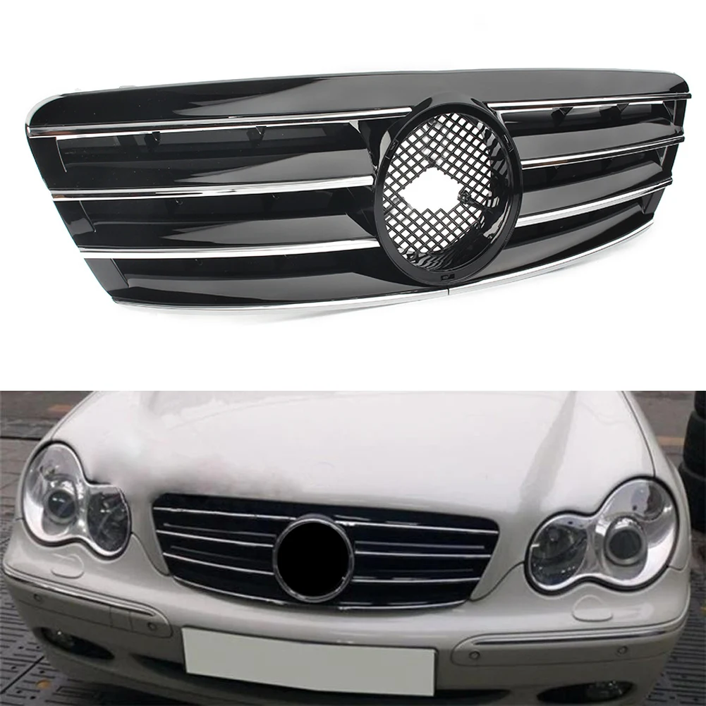 

Car Front Grill 4-Pin Upper Grill For Mercedes Bens C-Class W203 C230 C240 C320 C32 2000 2001 2002 2003 2004 2005 2006 ABS