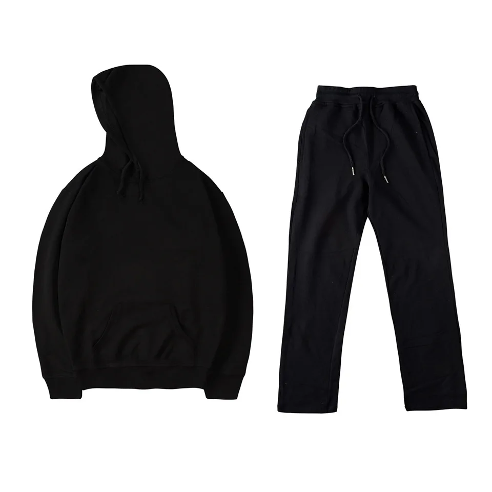 

Solid Color Blank Set Hoodie Men's Autumn And Winter plus Velvet 2018 Sports Hoodie Pants Men's Hooded Casual Fashion Set Men's