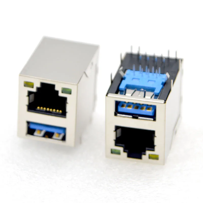 New RJ45 Network Connector Module Double USB Connector With LED USB ...