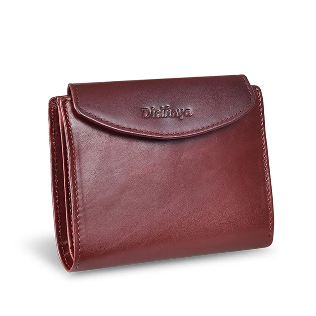 DICIHAYA Genuine Leather Women Wallet Coin Purse For Girls Female Small Portomonee Lady Purse Money Bag Card Holder Mini Clutch retro red