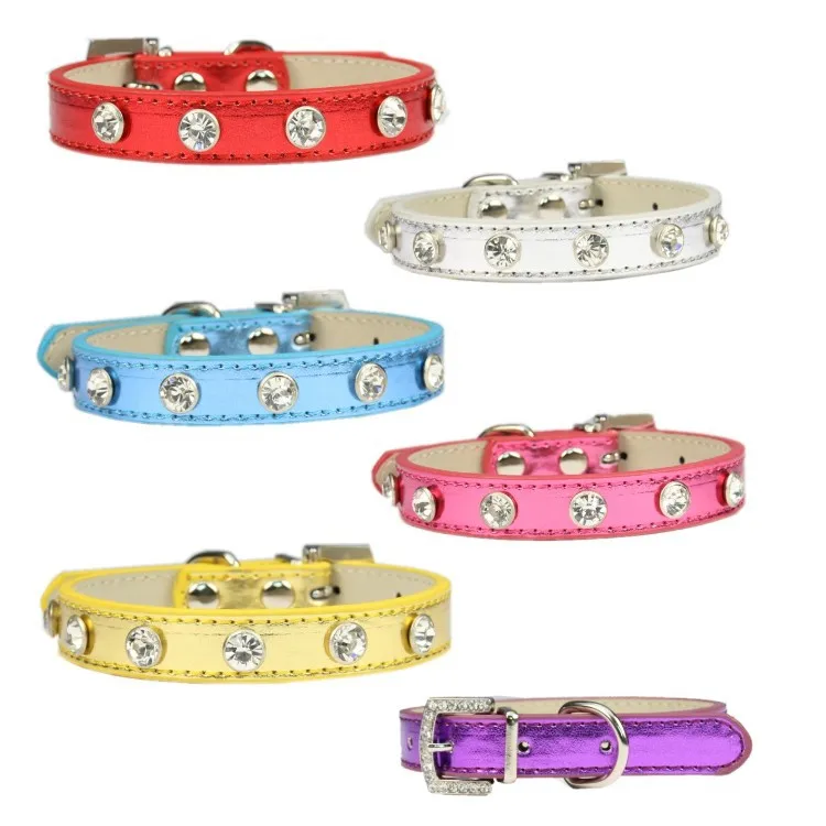 New FashionPUBright Leather Large Crystal Small and Medium-sized DogsSMPet Supplies Collar Dog Hand Holding Rope | Дом и сад