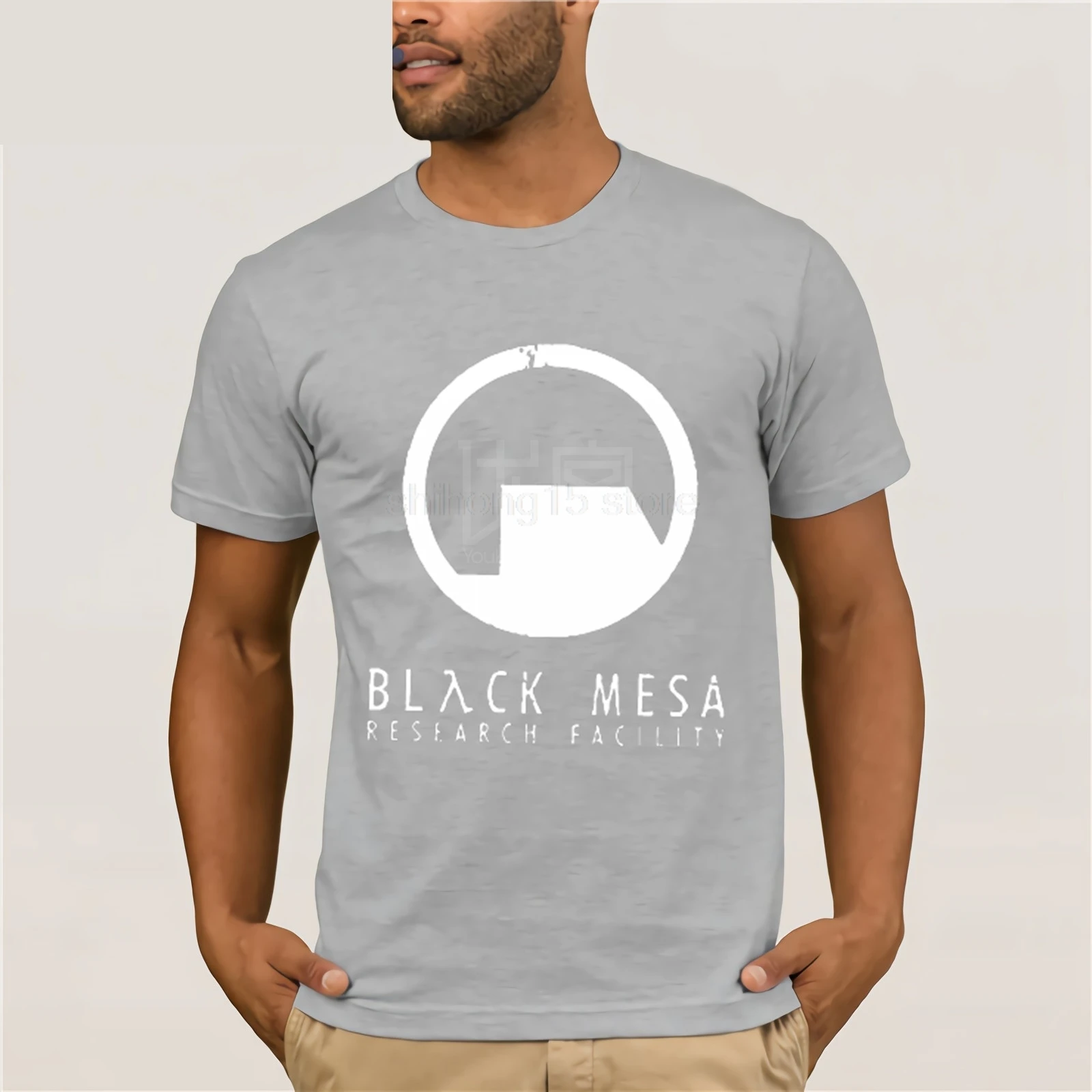 Black Mesa Half Life Футболка мужская крутая футболка европейские размеры-XXXL топы летние футболки хлопковая Футболка с круглым вырезом - Цвет: light grey