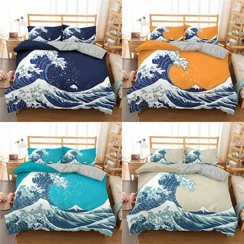 

ZEIMON Wave Bedding Set 3D Printed Duvet Cover Pillowcase King Queen Full Twin Size Home Textiles 2/3pc Bed Set For Bedroom