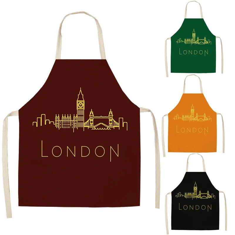

High-Quality Letter Pattern Kitchen Apron for Cooking Sleeveless Cotton Linen Aprons *