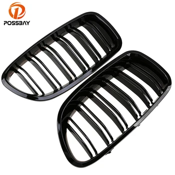 

POSSBAY Car Grilles Double Slats Gloss Black Front Racing Grille Accessories for BMW 5-Series F10 525d/525dX/528i M5 2011-2016
