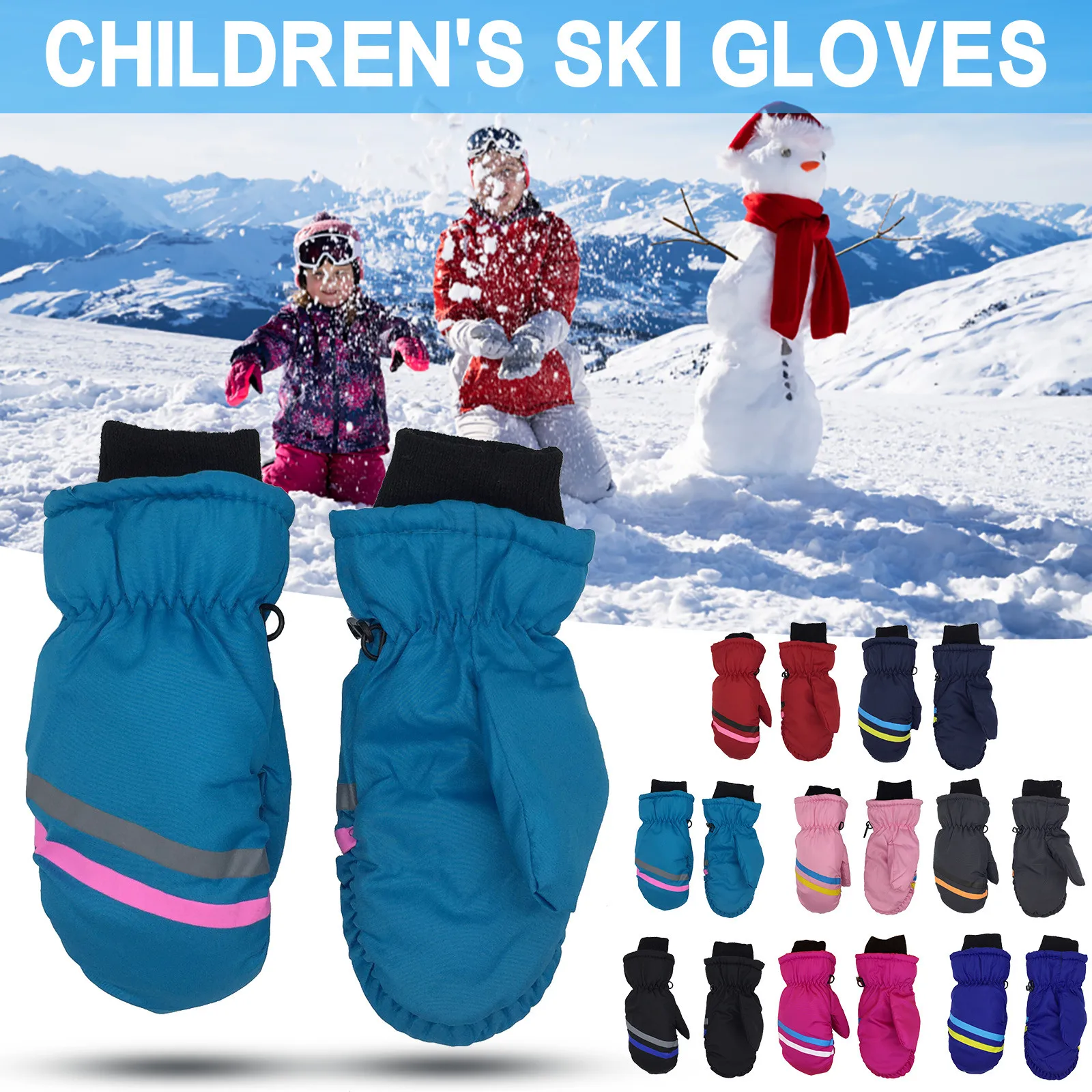 Boys Girls Winter Warm Sports Waterproof Windproof Non-slip Snow Skiing Gloves 