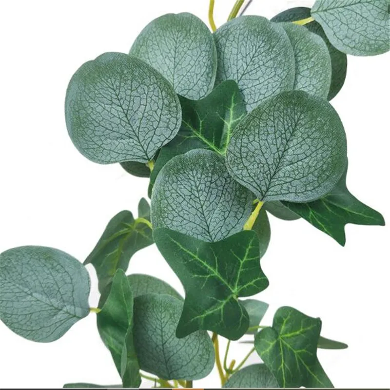 2m Artificial Green Eucalyptus Vines Rattan artificial Fake Plants Ivy Wreath Wall Decor Vertical Garden for Wedding Decoration