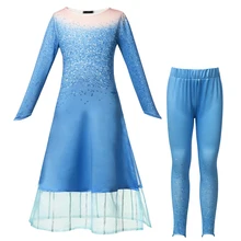 Girl Christmas Princess Dress Anna Elsa 2 Cosplay Party Costume set Dresses Trousers Kids Snow Queen Elsa Dress Fancy Vestidos