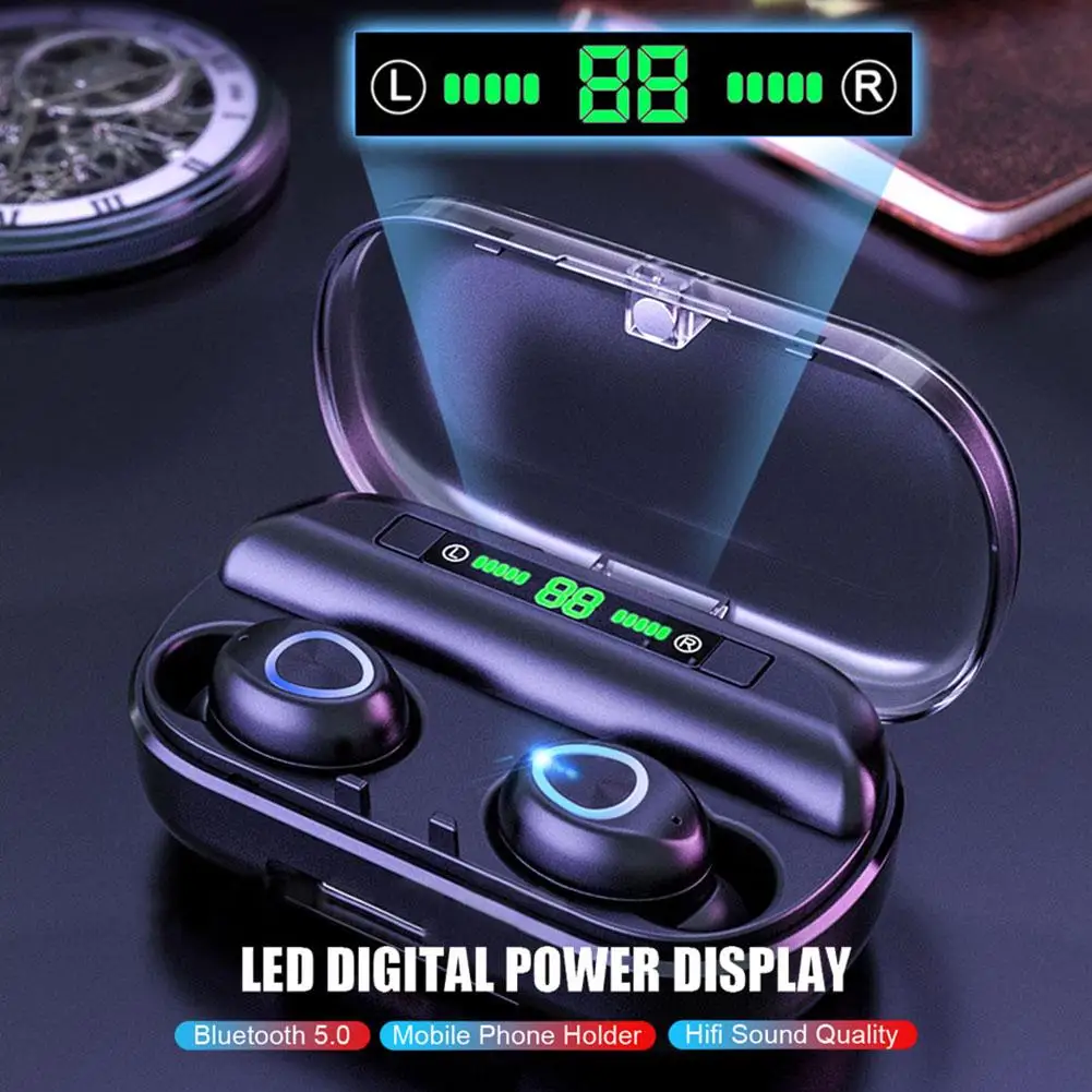 Tws bluetooth fone de ouvido com микрофон дисплей led sem fio bluetooth fones de ouvido A prova водонепроницаемый
