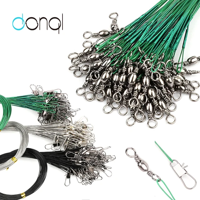 DONQL 60pcs Anti Bite Fishing Lines Steel Wire Leader With Fishing Swivel Connector 12-30cm 1