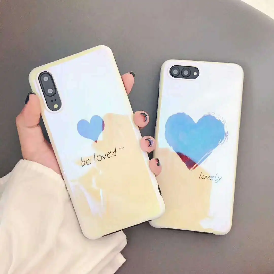 

For Iphone X Case for IPhone 6 6s 7 8 Plus Fashion Simple Love Heart Soft TPU Phone Cover Cases Coque Glossy Blu-Ray Phone Case