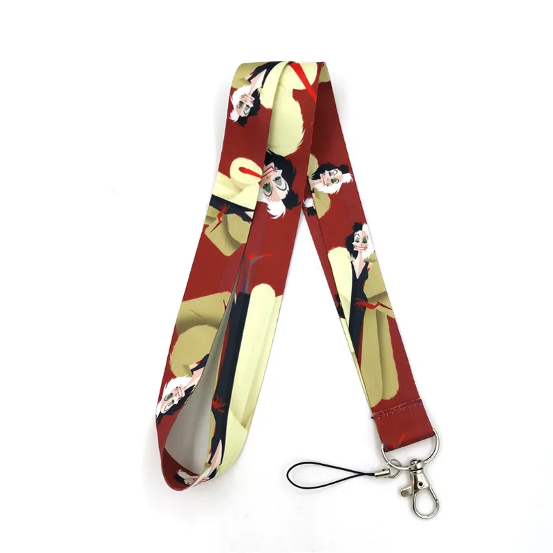 Cruella Deville Keychian ремешок для ключей USB ID карты держатель Бейджа мобильного телефона ремни шеи ремень Keycord повесить веревку лямки
