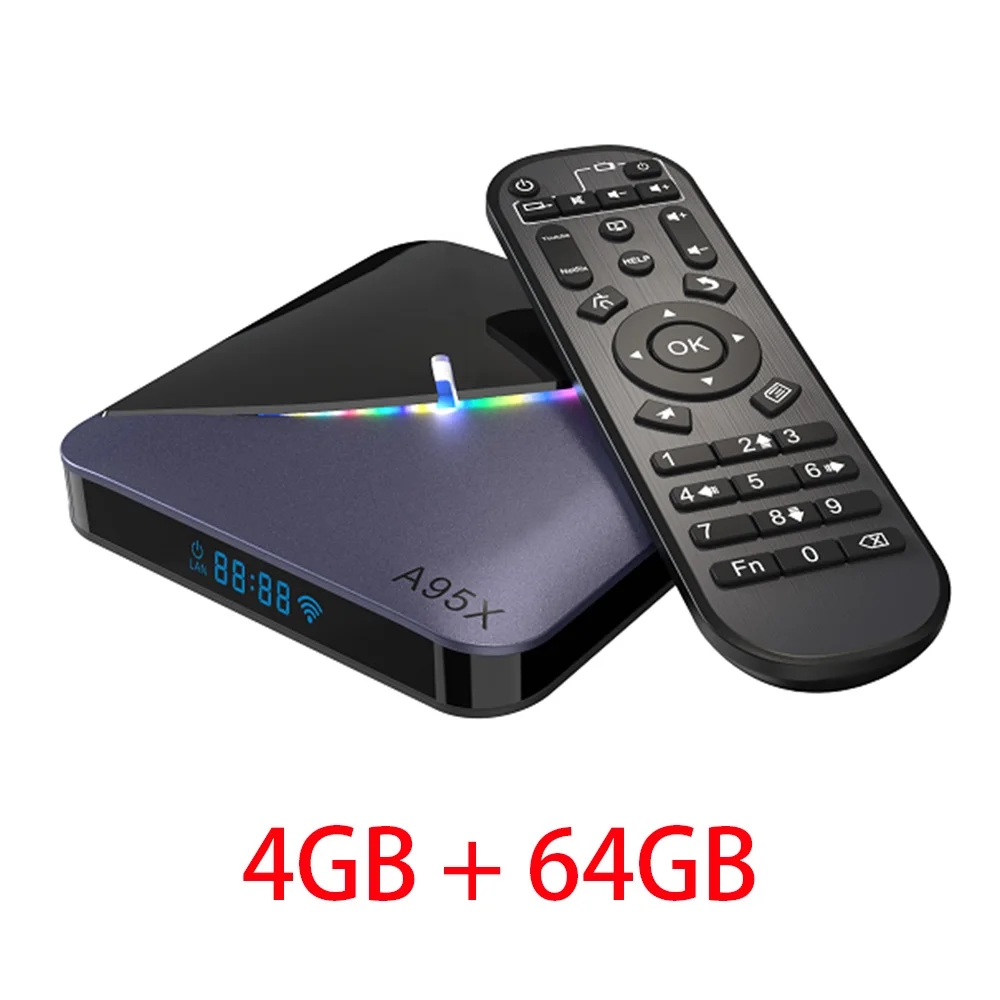 4G 64G LEMFO RGB светильник ТВ приставка Android 9,0 A95X F3 4 Гб 64 ГБ 32 ГБ S905X3 Amlogic Wifi BT ТВ приставка YouTube 1080P 2G 16G медиаплеер - Цвет: 4G 64G