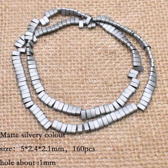 Cuentas de piedra con dos agujeros, minerales negras hematita, espaciador cuadrado para la fabricación de joyas, pulseras DIY 5X2,2x2,1mm|cuentas| - AliExpress