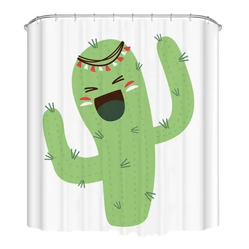 

Printing Design Cactus Pattern Simple Bath Curtain Fashion Waterproof Shower Curtain for Home Bathroom Dormitory (180x200cm)