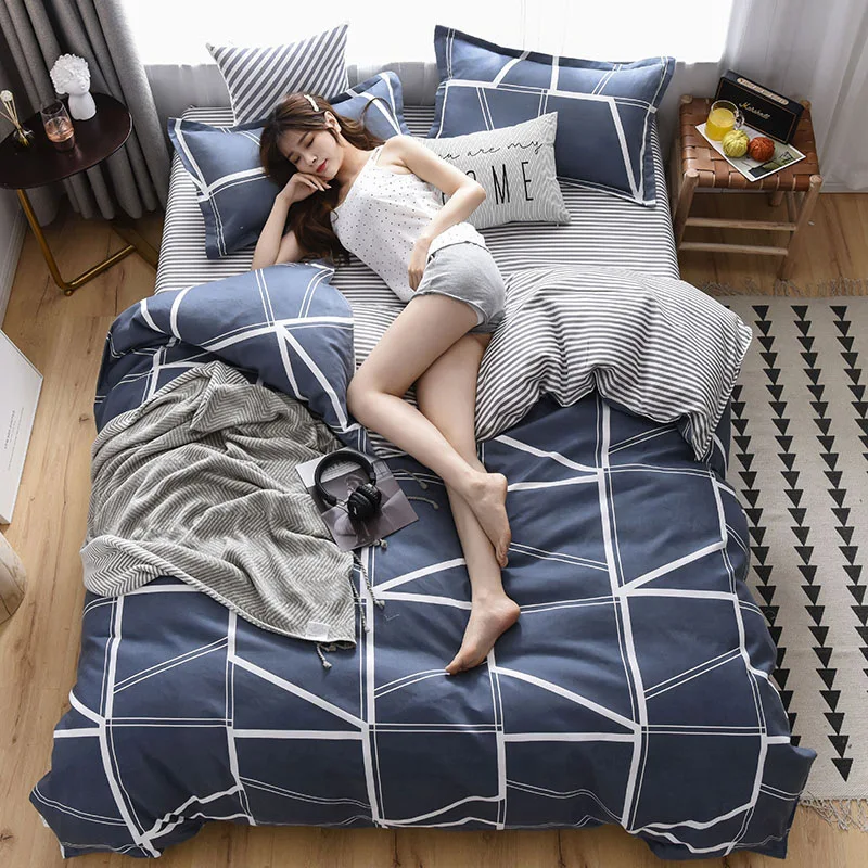 

Explosion Gong Cotton Padded Sanding Denim Cotton Four Students Three-Piece Bedding Gift