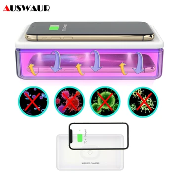 

2 IN 1 QI Wireless Charger for iPhone 11 Pro Max Samsung UV C Desinfection Box for Face Mask Mini Stuffs Sterilize Box