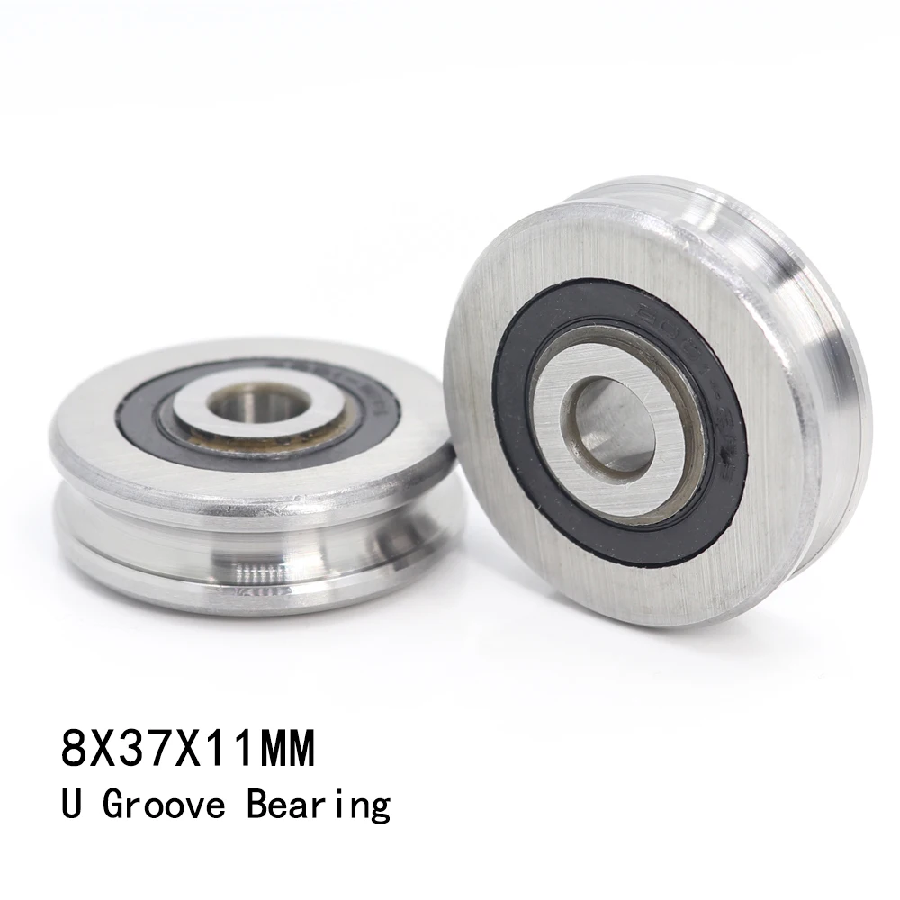 

Outer Ring With U-groove Bearing 8*37*11 mm 2PCS Wire Cable Pulley Bearing Walking Heavy Pulley Crane U Groove Wheel Bearings