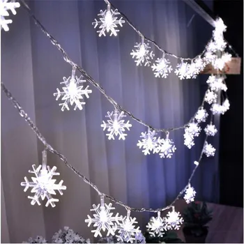 

LED Snowflake String Lights Snow Fairy Garland Decoration for Christmas tree New Year Room Valentine's day Battery Plug Operated