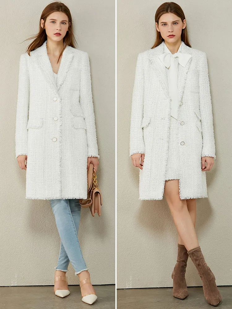 AMII Minimalism Autumn Winter Fashion Tweed Jacket