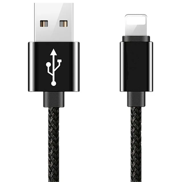 8-контактный usb-кабель для передачи данных(синхронизации) и зарядки для зарядки, Нейлоновый, в оплетке кабель для передачи данных для iPhone 11 5 5S 5C 6, 6 S, 7, 8plus X XR XS Max кабель для быстрой зарядки провода 1 м 2 м 3 м - Цвет: Черный