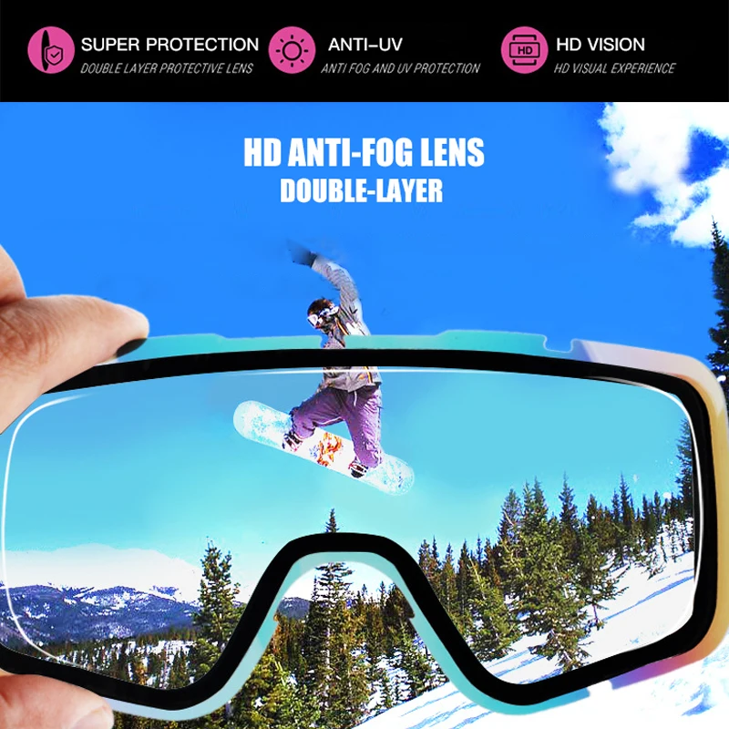 Tanie Dorośli dzieci duża ramka gogle narciarskie maska przeciwmgielna UV400 gogle narciarskie wiatroszczelne wspinaczka gogle snowboardowe trzymaj oprawki do okularów korekcyjnych