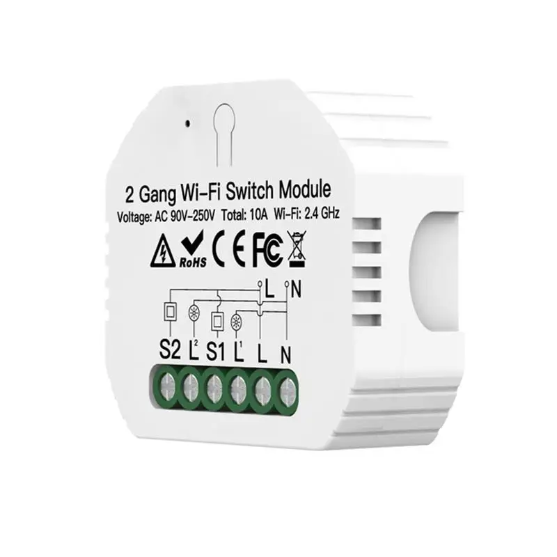 

New Smart Switch 2 Gang Wireless Control Wi-Fi Switch Hidden Receiver Universal Home DIY Supplies