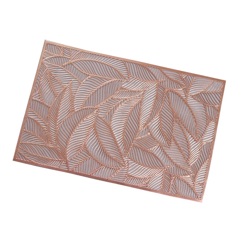 rose gold Салфетка под тарелку с лиственным рисунком высокого класса отель Ресторан Bronzing изоляции кофе столовые приборы украшения коврик - Цвет: rose gold
