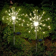 

2PCS Solar Powered Outdoor Firework Lights Dandelion String Light Ground Plug Copper Wire Lamp Garden Lights Decoration Lights
