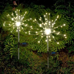 Guirlande solaire en forme de feu d'artifice, 2 pièces, luminaire décoratif d'extérieur, avec fil de cuivre, idéal pour un jardin 
