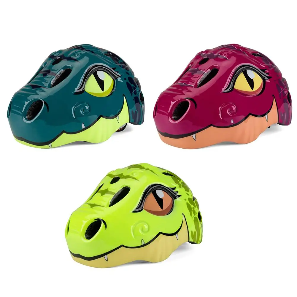 Casco de bicicleta para niños ajustable diseño de dinosaurio niños varios deportes para niñas