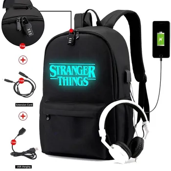 

Stranger Things Backpack multifunction USB charging for teenagers boys Student Girls School Bags travel Luminous Bag Laptop Pack