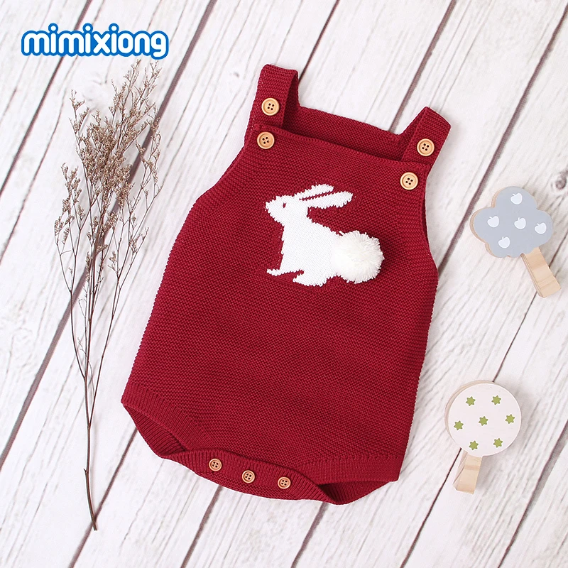 Bebes/Боди унисекс для новорожденных; милый кролик; вязаный детский Пасхальный комбинезон; топы без рукавов для малышей; летняя одежда для детей