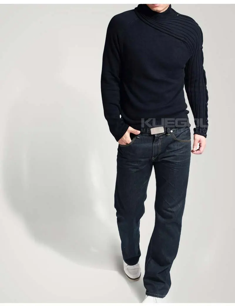 Повседневный однотонный мужской свитер и пуловер толстый черный серый мужской модный свитер вязаный тонкий круглый вырез английский стиль зимнее пальто